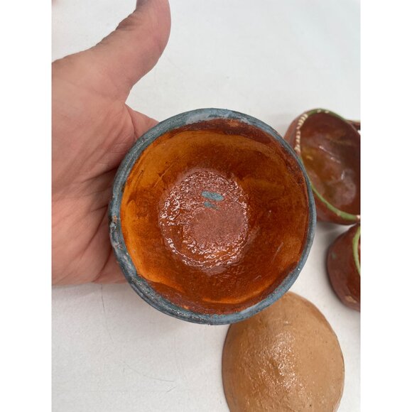 Vintage Miniature Handcrafted Mexican Clay Bowls Rustic Artisan Decor - Picture 5 of 7